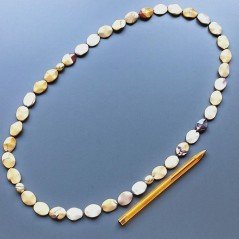 Collana mokaite ovale lavorata 15x20 mm con argento indiano dorato annodato
