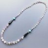 Collana florite ovale 6 facce e rondelle con pietre dure miste annodato