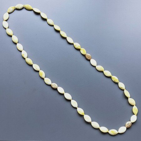Collana giada limone ovale liscio 12x18 mm annodato