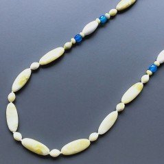 Collana giada limone ovale allungato liscio 10-11x28 mm e ovale 7mm annodato e pietre miste