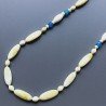 Collana giada limone ovale allungato liscio 10-11x28 mm e ovale 7mm annodato e pietre miste