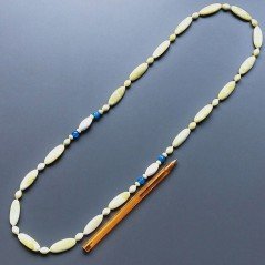 Collana giada limone ovale allungato liscio 10-11x28 mm e ovale 7mm annodato e pietre miste