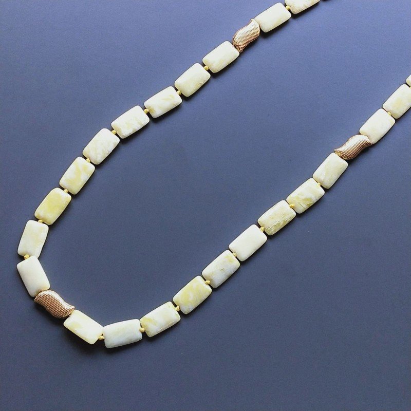 Collana giada limone rettangolare liscio 12x20 con centrale argento indiano dorato annodato