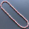 Collana giada fucsia tondo sfac 14 mm con perle di fiume acqua dolce annodato