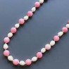 Collana giada fucsia tondo sfac 14 mm con perle di fiume acqua dolce annodato