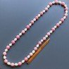 Collana giada fucsia tondo sfac 14 mm con perle di fiume acqua dolce annodato