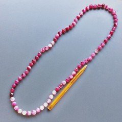 Collana Annodato di Agata Fucsia Tondo Sfaccettato 10mm
