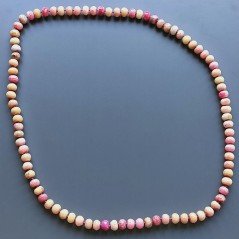 Collana mongolian rodocrocite multicolore rondelle sfac 12 mm annodato
