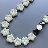 Collana pietra lavica verde 25mm con pietre mste annodato