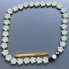 Collana pietra lavica verde 25mm con pietre mste annodato