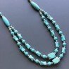 Collana pasta di turchese forme miste con sfere di ottone argentato
