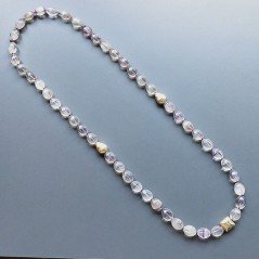 Collana florite ovale esgonale 10x14 mm con argento indiano e pietre dure miste annodato