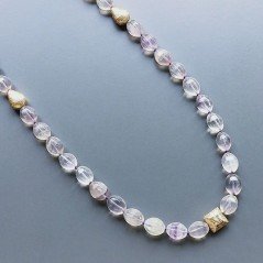Collana florite ovale esgonale 10x14 mm con argento indiano e pietre dure miste annodato