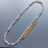 Collana florite ovale esgonale 10x14 mm con argento indiano e pietre dure miste annodato