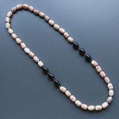 Collana diaspro picasso rosso cilindro liscio 11x15 con pietre dure annodato