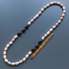 Collana diaspro picasso rosso cilindro liscio 11x15 con pietre dure annodato