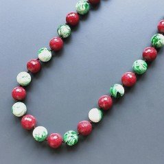 Collana radice di rubino sferica sfac con resina ambra verde sferico liscio 14 mm annodato