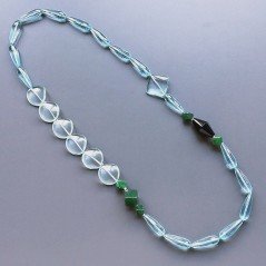 Collana cristallo acquamarina gocce sfac forme miste con pietre dure annodato
