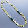 Collana giada oliva foglia liscia 13x20 mm con pietre dure miste annodato