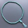 Collana mala pasta di turchese tondo sfac 11 mm con calcidonia azzurro sassi sfac e nappina annodato