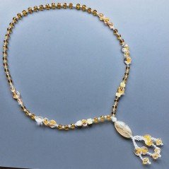 Collana cristallo ambra sferico sfac 8 mm con calcite infilato