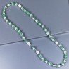 Collana vetro di murano cilindro liscio 12x16 mm con fiore rosa e perle di fiume annodato