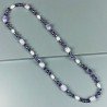 Collana cristallo viola sfac con ametista sassi sfac con perle di fiume acqua dolce annodato