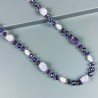 Collana cristallo viola sfac con ametista sassi sfac con perle di fiume acqua dolce annodato