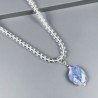 Collana cristallo sferico liscio 8 mm con pendente di iolite sassi sfac infilato