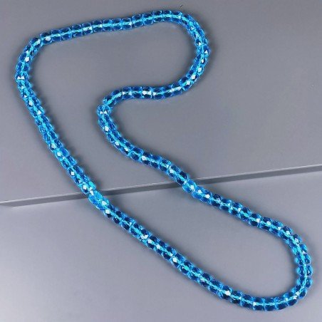 Collana cristallo azzurro cilindro sfac 12x9 mm annodato