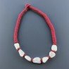 Collana girocollo di seta indiana bordò con sassi quarzo rosa irregolari lisci