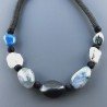 Collana girocollo di seta indiana con sassi aulite liscia