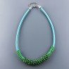 Collana girocollo cannuccia verde con cristallo verde rondelle sfac