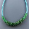 Collana girocollo cannuccia verde con cristallo verde rondelle sfac