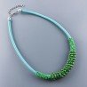 Collana girocollo cannuccia verde con cristallo verde rondelle sfac