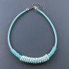 Collana girocollo cannuccia verdeacqua con cristallo verdeacqua rondelle sfac