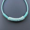 Collana girocollo cannuccia verdeacqua con cristallo verdeacqua rondelle sfac