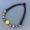 Collana girocollo di seta indiana nera con ceramica multicolore forme miste