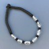 Collana girocollo di seta indiana nera con vetro di murano lavorato riso liscio
