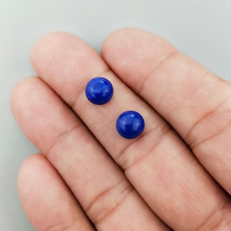 Lapis Lazuli Naturale Forma Tondo Cabochon Liscio Fatto a Mano 08mm 1pz
