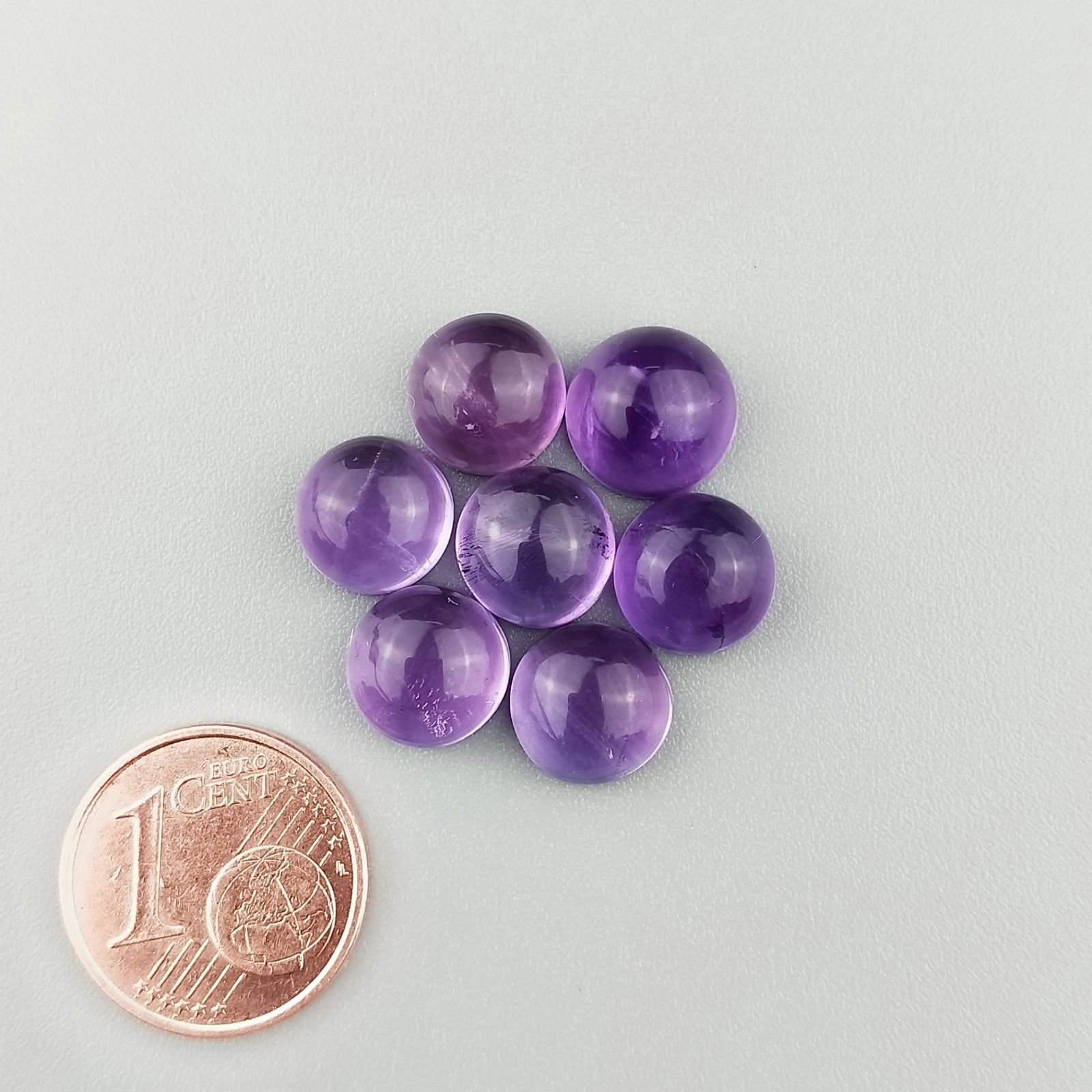 Ametista Naturale Forma Tondo Piatto Cabochon Liscio Fatto a Mano 8-8,5mm 1pz