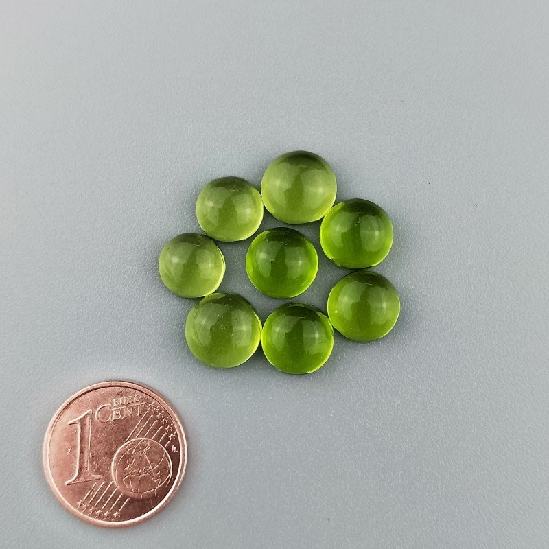 Peridoto Idrotermale Forma Tondo Cabochon Liscio Fatto a Mano 8mm-8,50mm 1pz