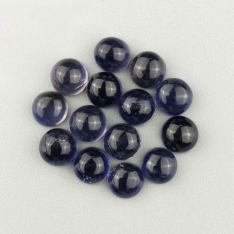 Iolite Naturale Forma Tondo Cabochon Liscio Fatto a Mano 06mm 1pz