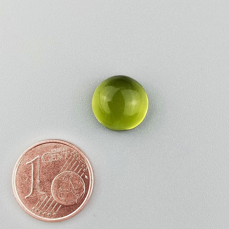 Peridoto Idrotermale Forma Tondo Cabochon Liscio Fatto a Mano 11mm 1pz