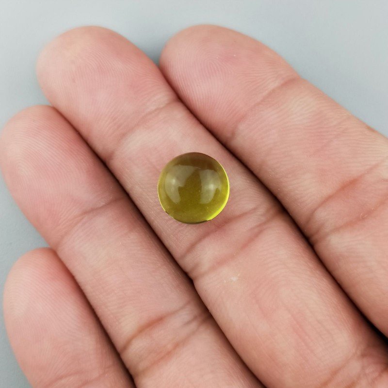 Peridoto Idrotermale Forma Tondo Cabochon Liscio Fatto a Mano 11mm 1pz