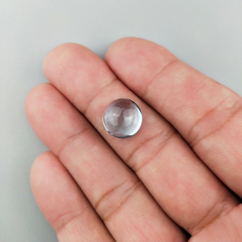 Topazio Azzurro Idrotermale Forma Tondo Cabochon Liscio Fatto a Mano 12mm 1pz