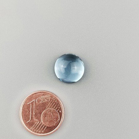 Topazio Azzurro Idrotermale Forma Tondo Cabochon Liscio Fatto a Mano 11mm 1pz
