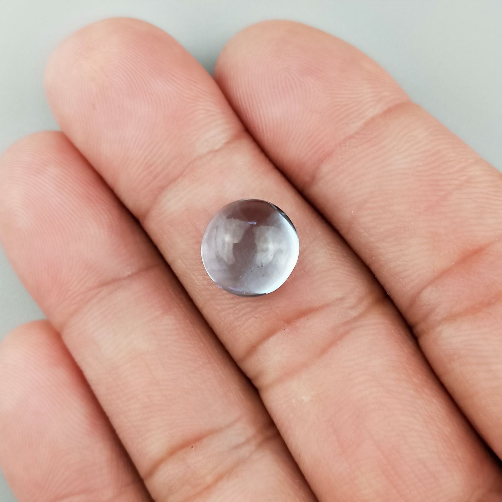 Topazio Azzurro Idrotermale Forma Tondo Cabochon Liscio Fatto a Mano 11mm 1pz