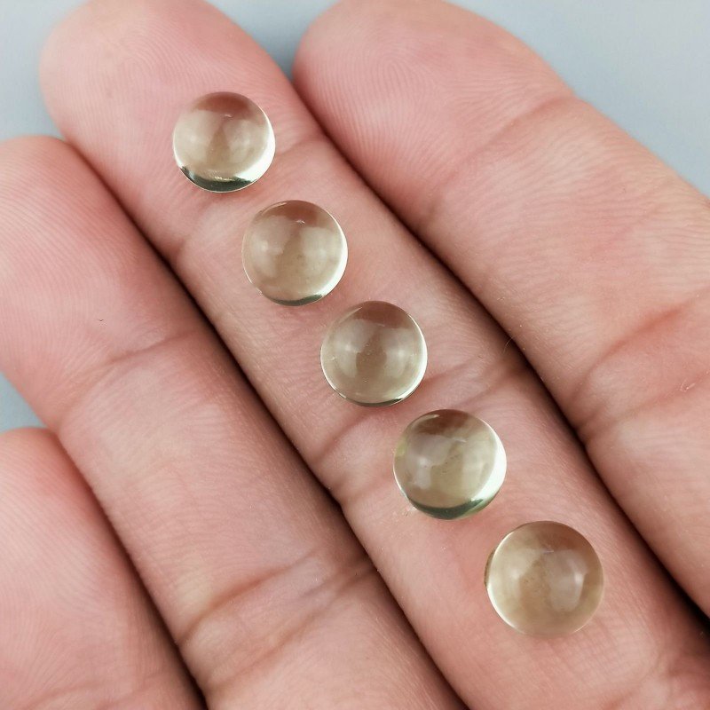 Ametista Verde Prasiolite Idrotermale Forma Tondo Cabochon Liscio Fatto a Mano 8mm 1pz