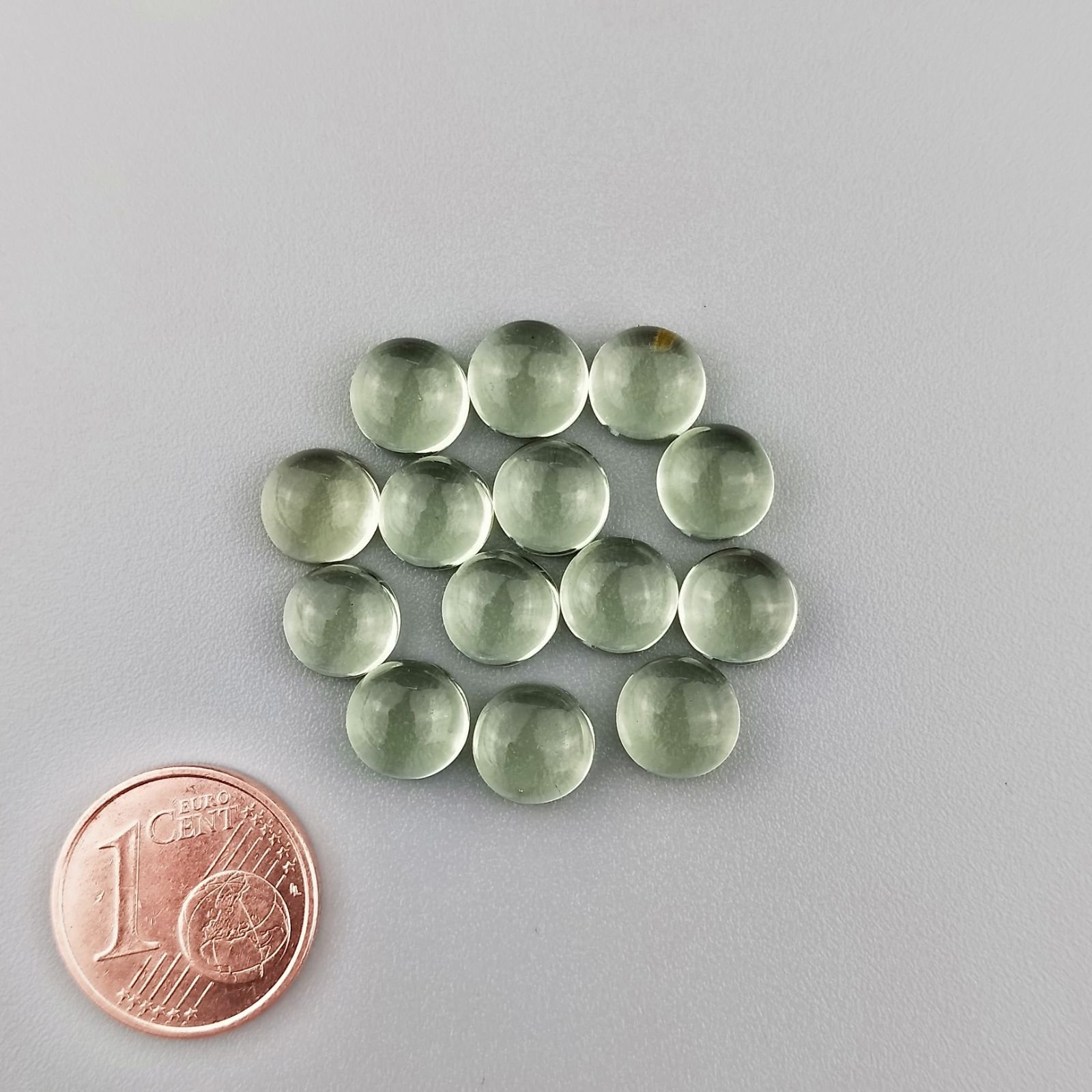 Ametista Verde Prasiolite Idrotermale Forma Tondo Cabochon Liscio Fatto a Mano 7mm 1pz